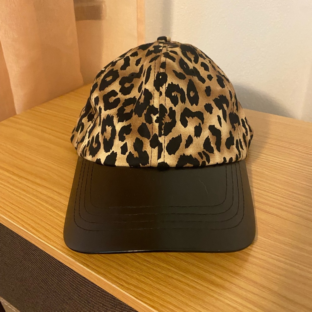 Leopard Print Faux Leather hat